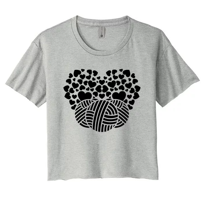 Knit Crocheter Heart Yarn Knitter Crocheting Lover Knitting Gift Women's Crop Top Tee