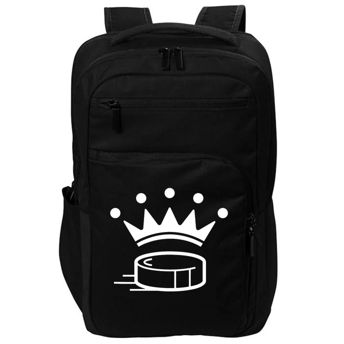 King Crown Hockey Puck Funny For Player Coach Fan Impact Tech Backpack