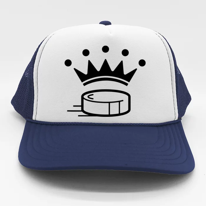 King Crown Hockey Puck Funny For Player Coach Fan Trucker Hat