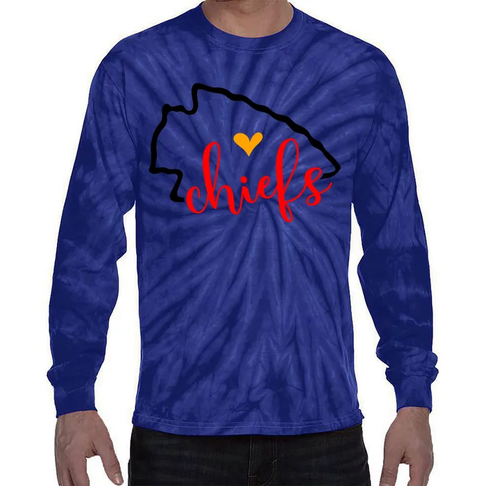 Kansas City Heart Kansas Football Kansas Lover Fan Tie-Dye Long Sleeve Shirt