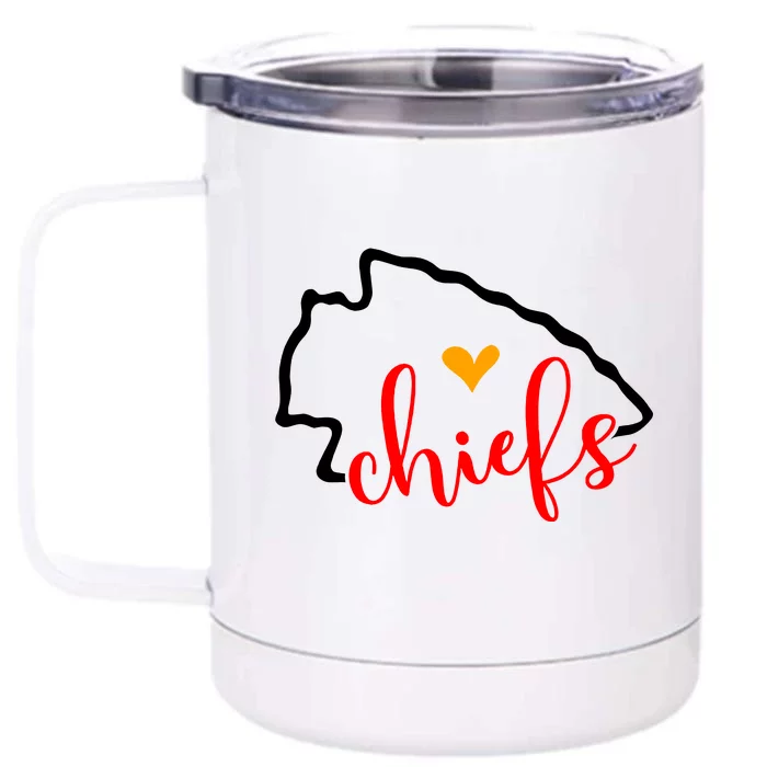 Kansas City Heart Kansas Football Kansas Lover Fan Front & Back 12oz Stainless Steel Tumbler Cup