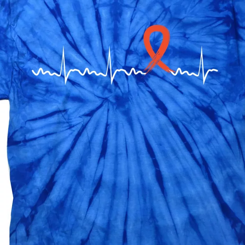 Kidney Cancer Heartbeat Kidney Cancer Awareness Ribbon Gift Tie-Dye T-Shirt