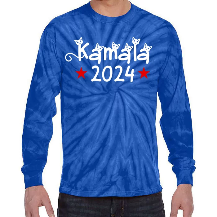 Kamala Cat Harris Walz 2024 Tie-Dye Long Sleeve Shirt