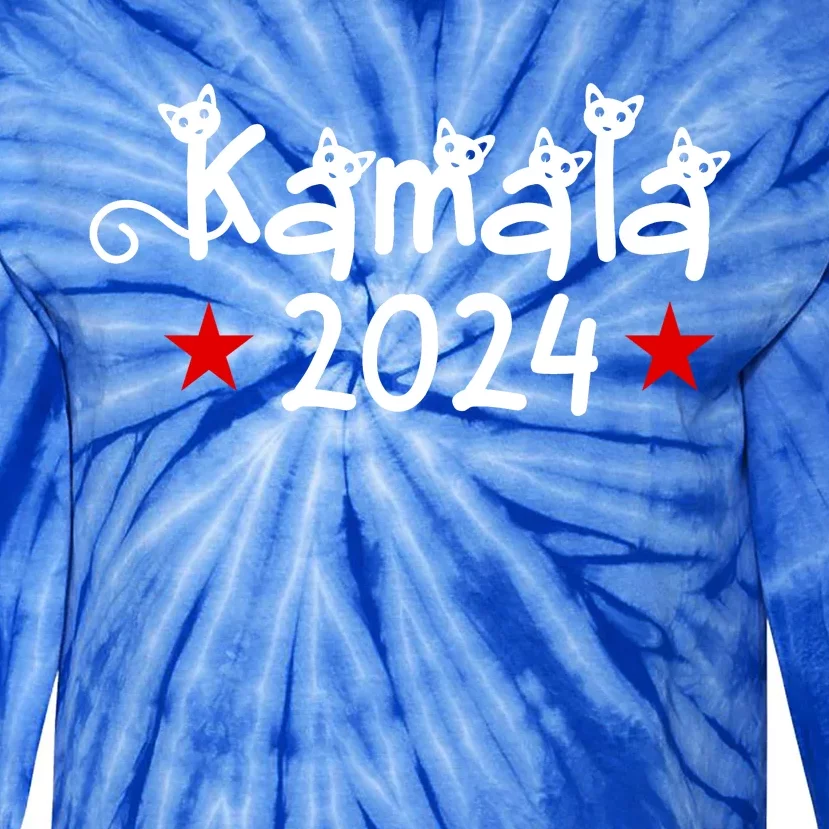 Kamala Cat Harris Walz 2024 Tie-Dye Long Sleeve Shirt