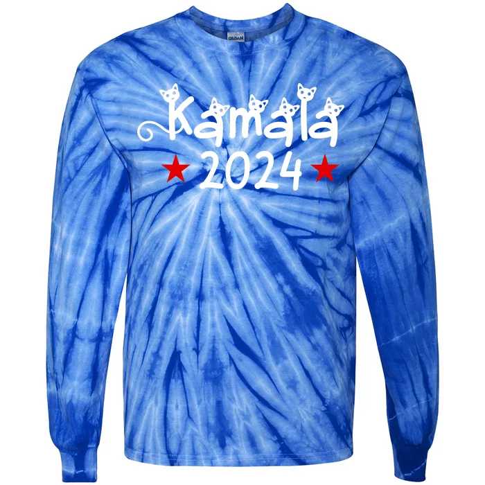 Kamala Cat Harris Walz 2024 Tie-Dye Long Sleeve Shirt