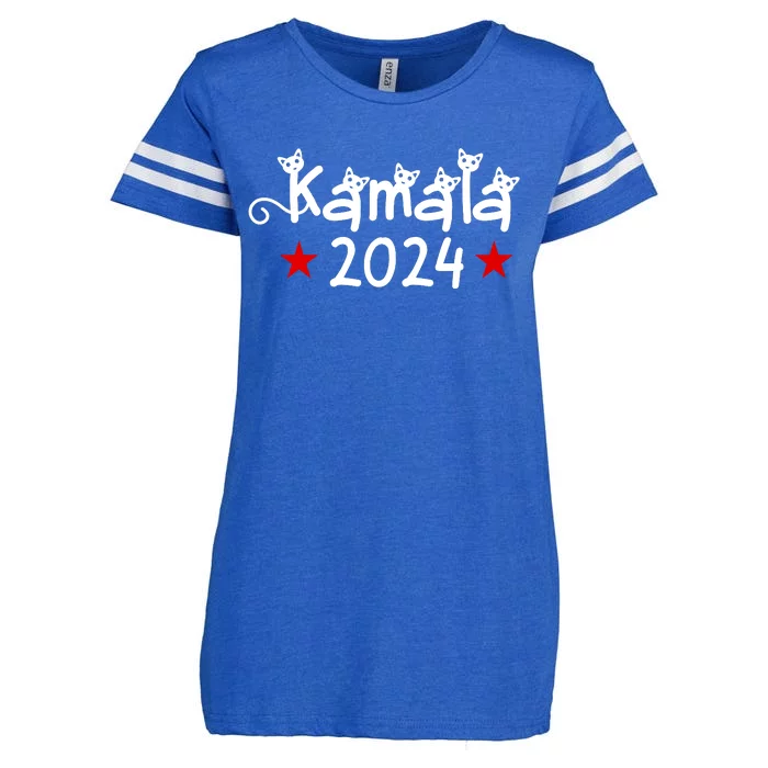 Kamala Cat Harris Walz 2024 Enza Ladies Jersey Football T-Shirt