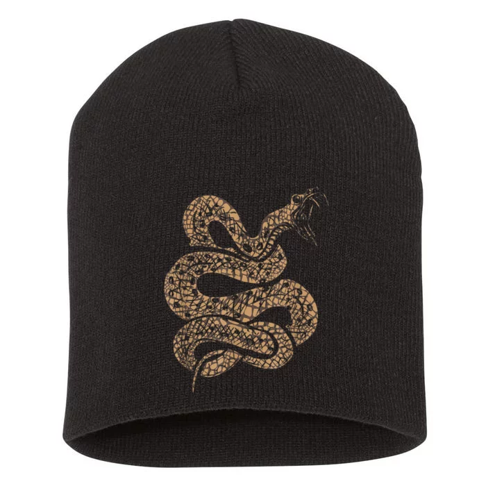 King Cobra Hissing Distressed Snake Lover Gift Short Acrylic Beanie