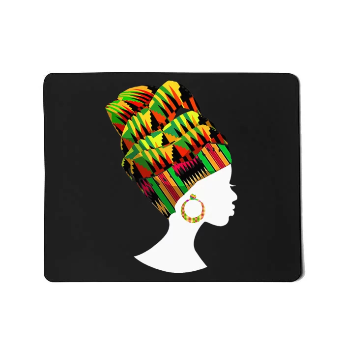 Kente Cloth Head Wrap African American BHM Mousepad