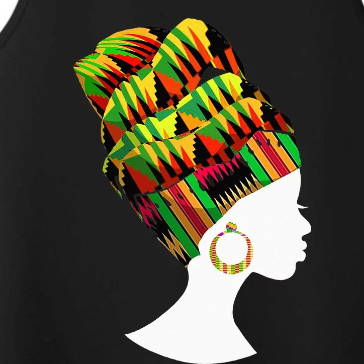 Kente Cloth Head Wrap African American BHM Performance Tank