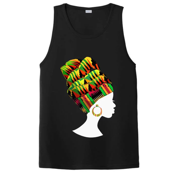 Kente Cloth Head Wrap African American BHM Performance Tank