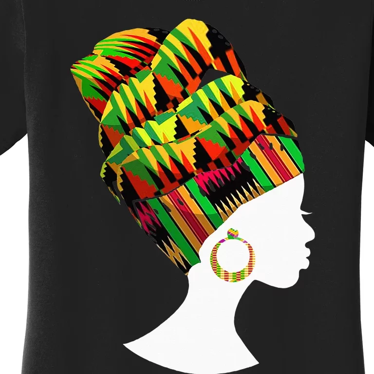 Kente Cloth Head Wrap African American BHM Women's T-Shirt