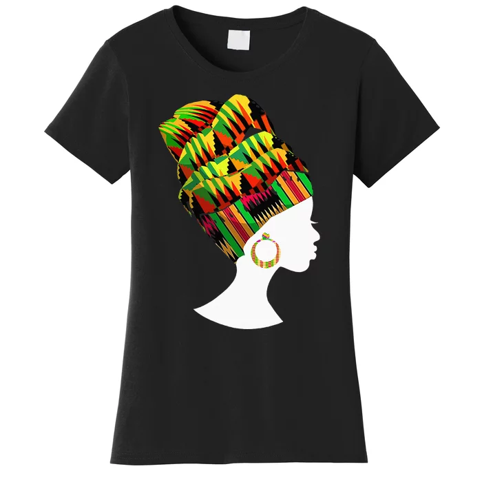 Kente Cloth Head Wrap African American BHM Women's T-Shirt