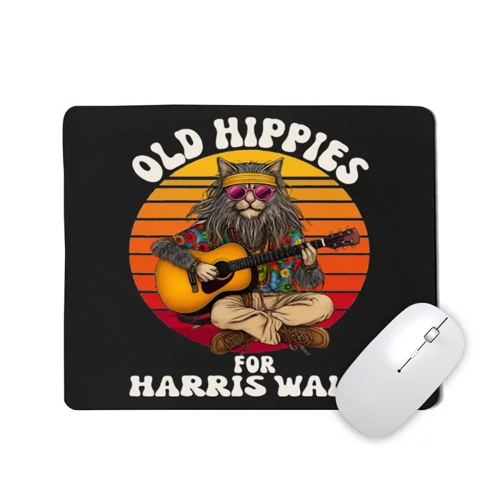 Kamala Cat Hippie Old Hippies For Harris Mousepad