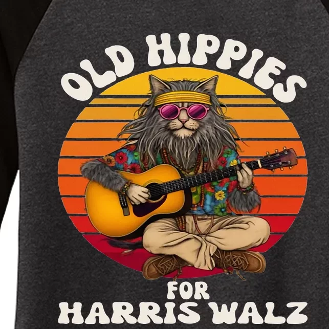 Kamala Cat Hippie Old Hippies For Harris Women's Tri-Blend 3/4-Sleeve Raglan Shirt