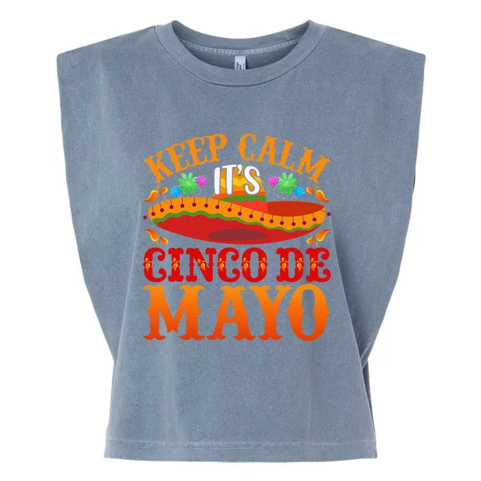 Keep Calm Its Cinco De Mayo Sombrero Maraca Garment-Dyed Women's Muscle Tee