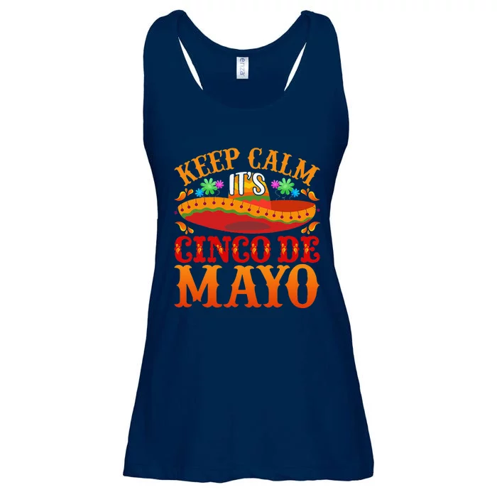 Keep Calm Its Cinco De Mayo Sombrero Maraca Ladies Essential Flowy Tank