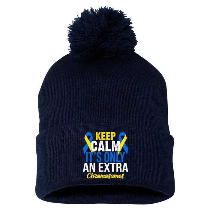 Keep Calm Its Only An Extra Chromosomes Down Syndrome Pom Pom 12in Knit Beanie