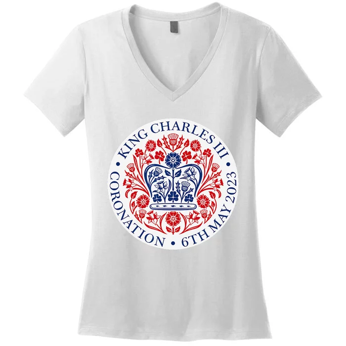 King Charles III Coronation Official Logo Watch Party Women's V-Neck T-Shirt