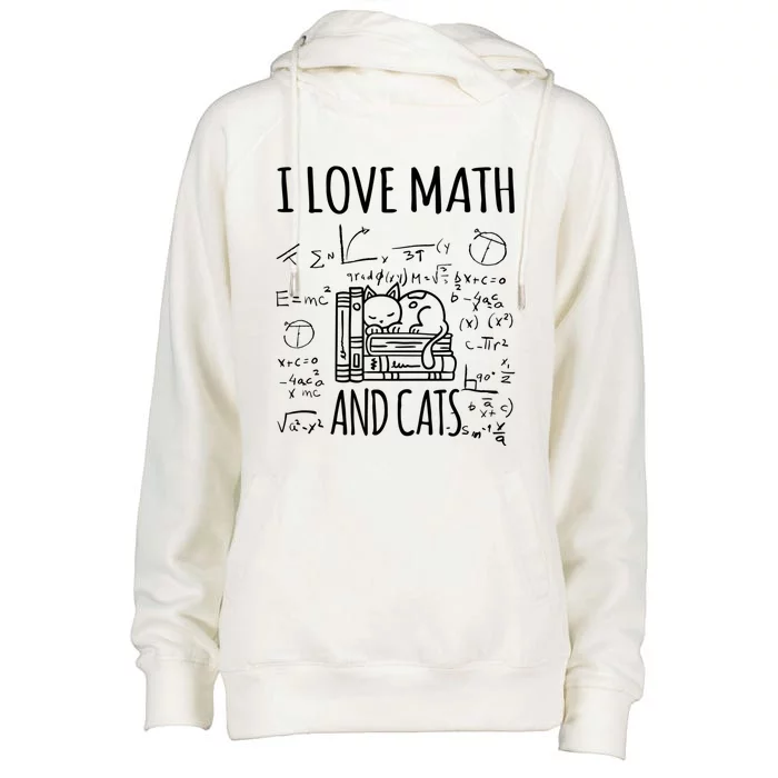 Kitty Cat I Love Math And Cats Design Mathematics Teacher Gift Womens Funnel Neck Pullover Hood