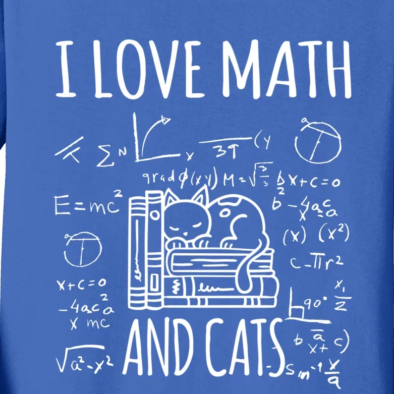 Kitty Cat I Love Math And Cats Design Mathematics Teacher Gift Kids Long Sleeve Shirt