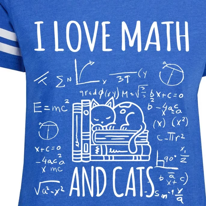 Kitty Cat I Love Math And Cats Design Mathematics Teacher Gift Enza Ladies Jersey Football T-Shirt