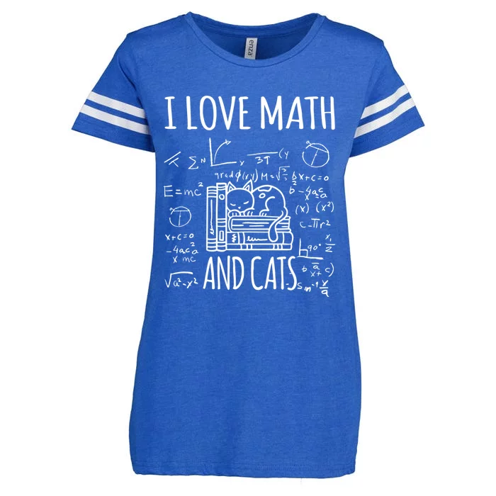 Kitty Cat I Love Math And Cats Design Mathematics Teacher Gift Enza Ladies Jersey Football T-Shirt