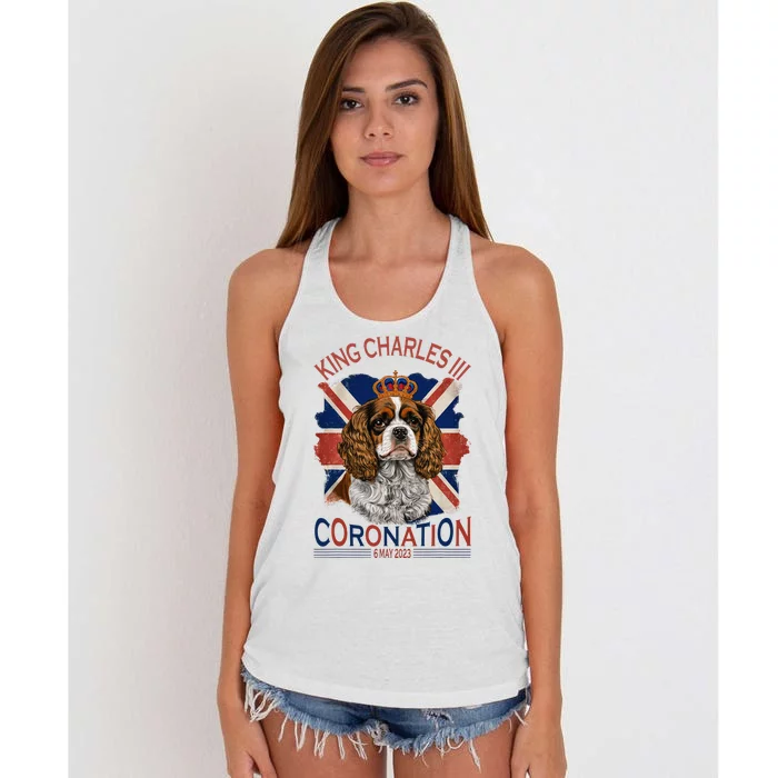 King Charles III British Royal Coronation May Spaniel Dog Women's Knotted Racerback Tank