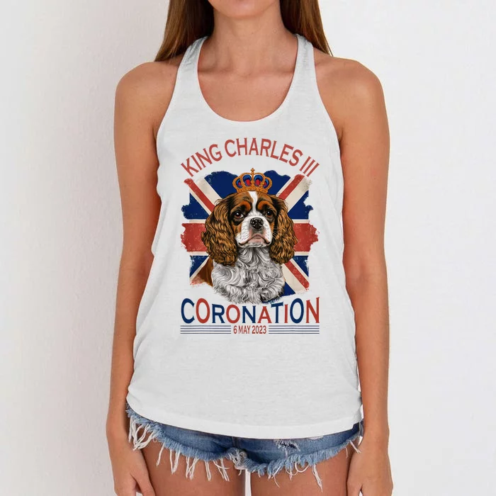 King Charles III British Royal Coronation May Spaniel Dog Women's Knotted Racerback Tank