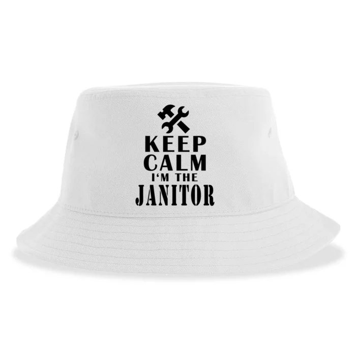 Keep Calm Im The Janitor Funny Quotes Caretaker School Sustainable Bucket Hat