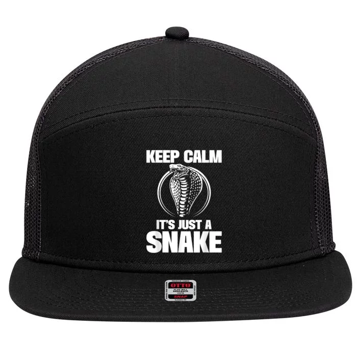 Keep Calm Its Just A Snake Snakes Lover Zoology Reptiles 7 Panel Mesh Trucker Snapback Hat