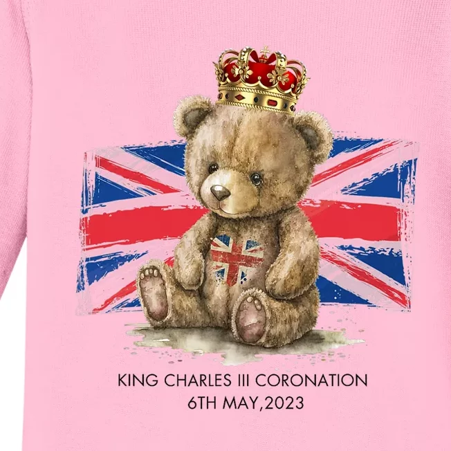 King Charles III coronation Royal bear British flag Crown Baby Long Sleeve Bodysuit