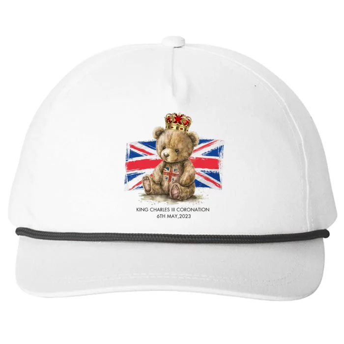 King Charles III coronation Royal bear British flag Crown Snapback Five-Panel Rope Hat