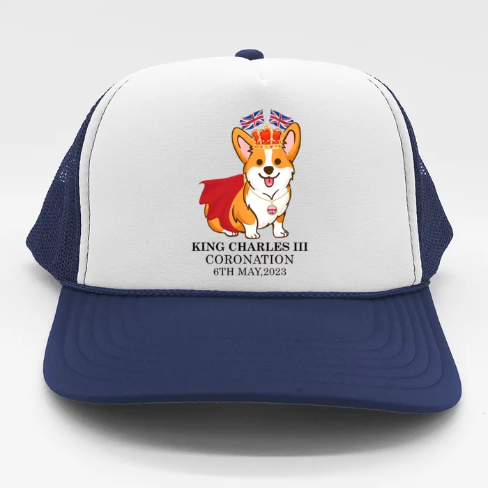 King Charles III Coronation Royal Corgi dog British flag Trucker Hat