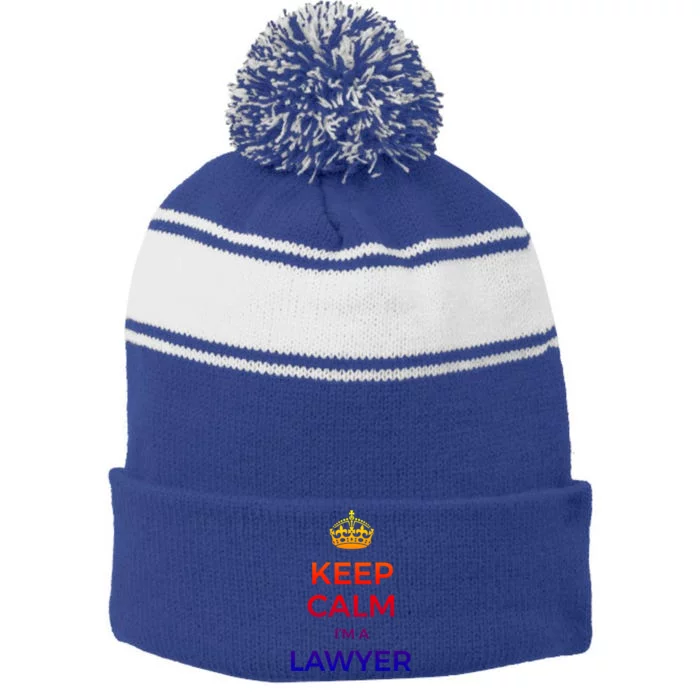 Keep Calm I'm A Lawyer Gift Stripe Pom Pom Beanie