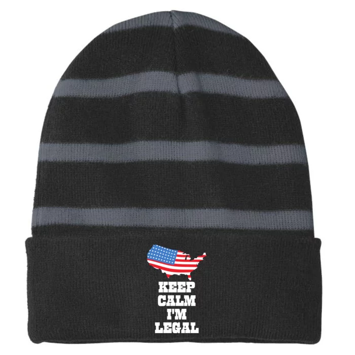 Keep Calm IM Legal Striped Beanie with Solid Band