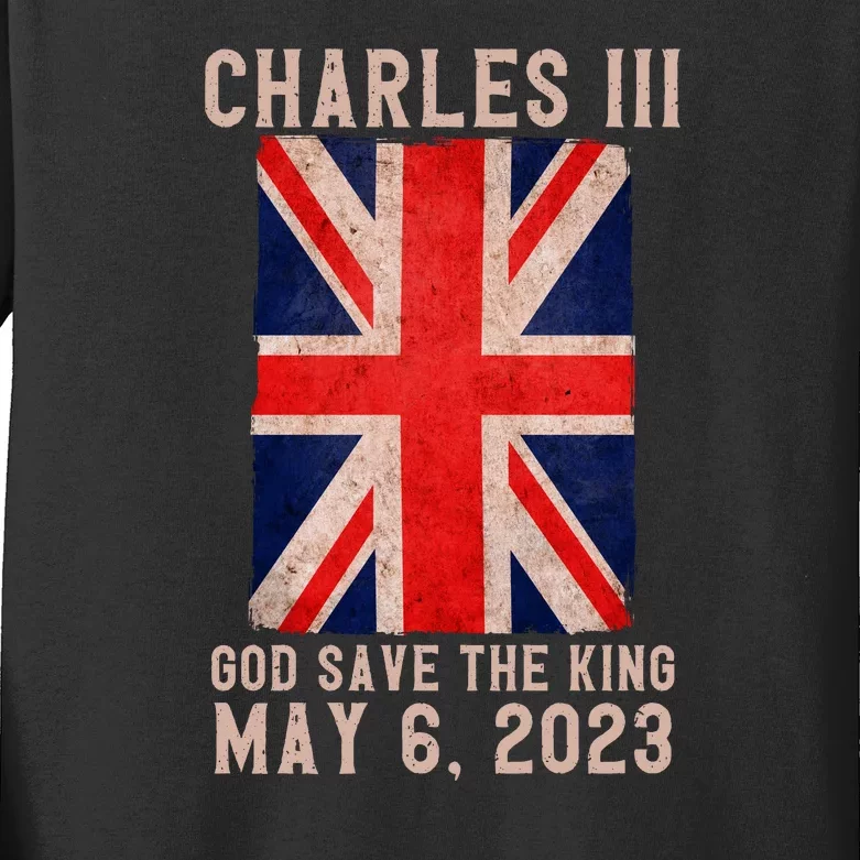 King Charles III Coronation God Save The King Kids Long Sleeve Shirt