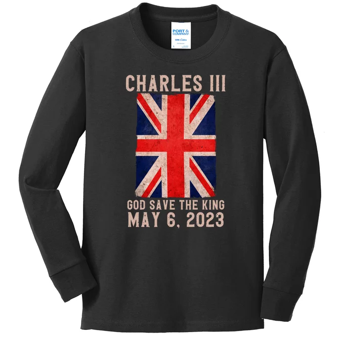 King Charles III Coronation God Save The King Kids Long Sleeve Shirt