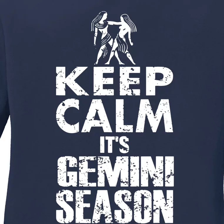 KEEP CALM ITS GEMINI SEASON ZODIAC BIRTHDAY Ladies Long Sleeve Shirt