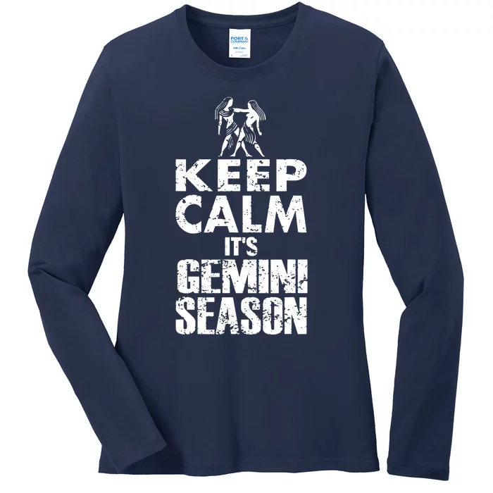 KEEP CALM ITS GEMINI SEASON ZODIAC BIRTHDAY Ladies Long Sleeve Shirt