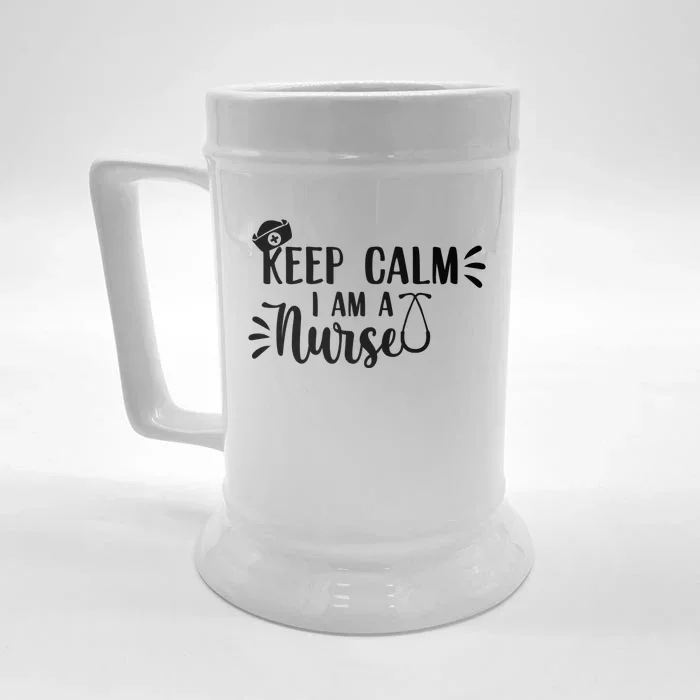 Keep Calm Im A Nurse Funny Nurse Gift Front & Back Beer Stein