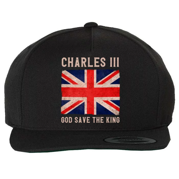 King Charles III God Save The King Monarchy UK Wool Snapback Cap