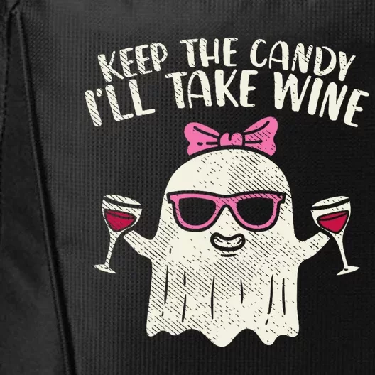 Keep Candy Ill Take Wine Ghost Funny Halloween Drinkin Women City Backpack