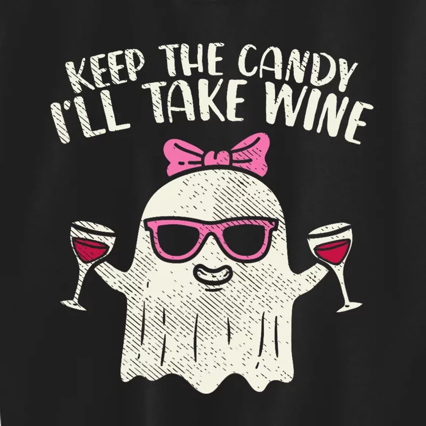 Keep Candy Ill Take Wine Ghost Funny Halloween Drinkin Women Kids Sweatshirt