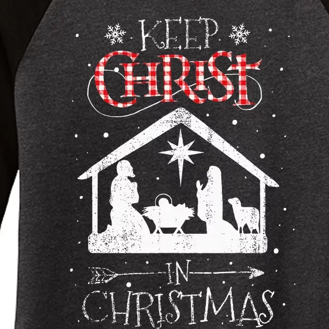 Keep Christ In Christmas Nativity Jesus Christian Christmas Women's Tri-Blend 3/4-Sleeve Raglan Shirt