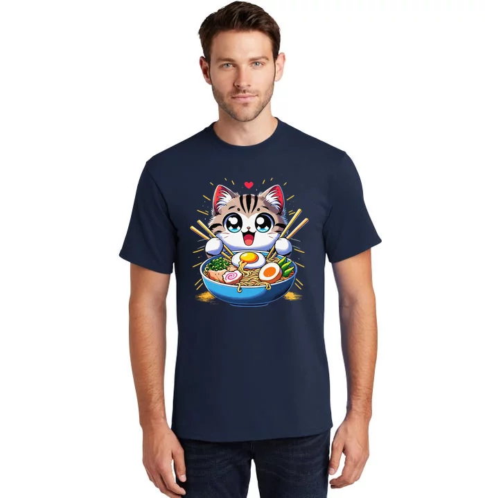 Kawaii Cat Japanese Anime Manga Cat Ramen Tall T-Shirt