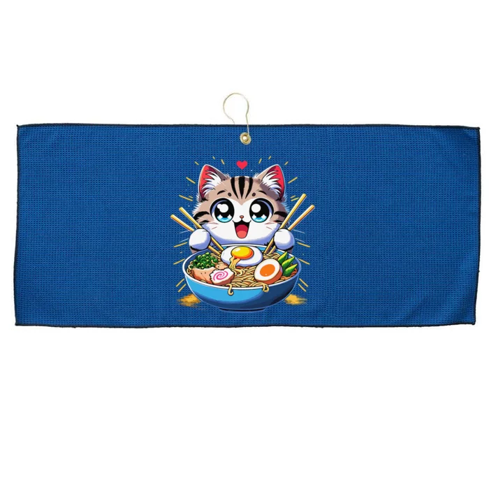 Kawaii Cat Japanese Anime Manga Cat Ramen Large Microfiber Waffle Golf Towel