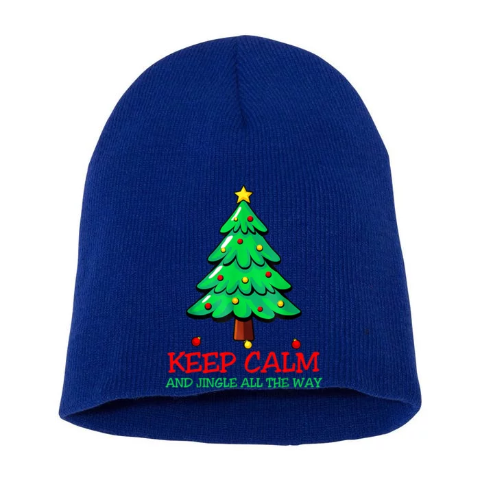 Keep Calm Jingle All The Way Funny Christmas Gift Short Acrylic Beanie