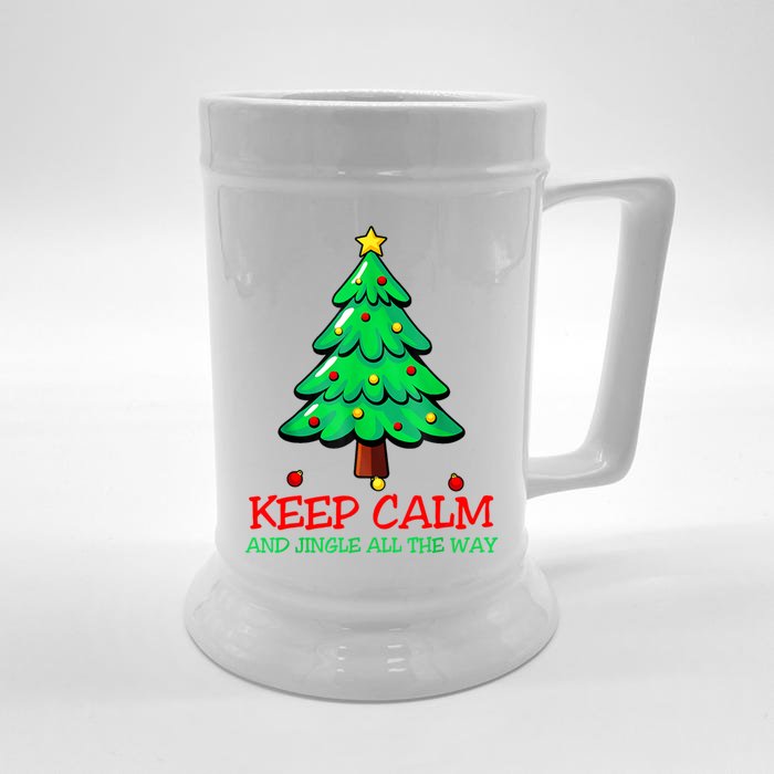 Keep Calm Jingle All The Way Funny Christmas Gift Front & Back Beer Stein