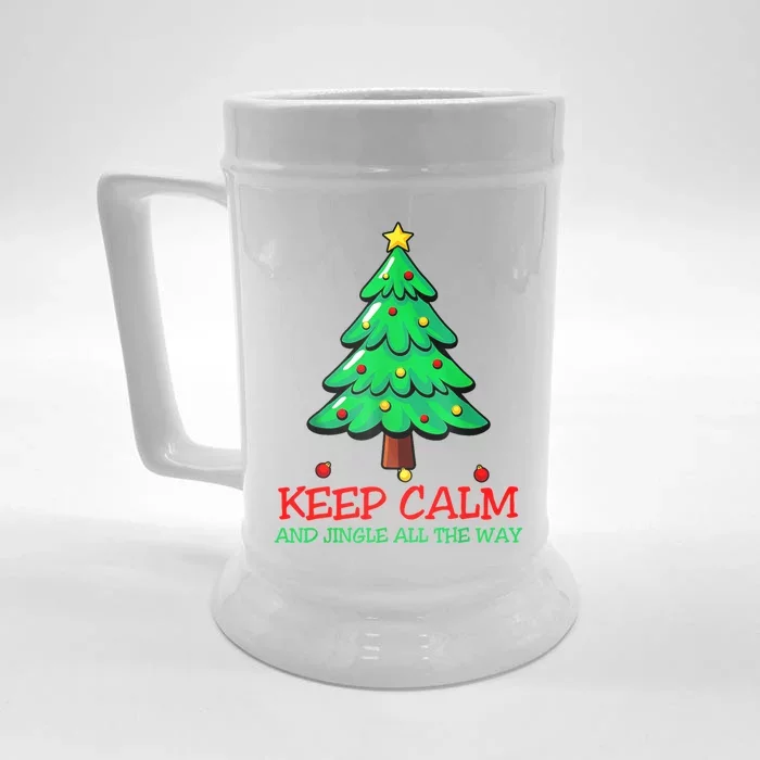 Keep Calm Jingle All The Way Funny Christmas Gift Front & Back Beer Stein