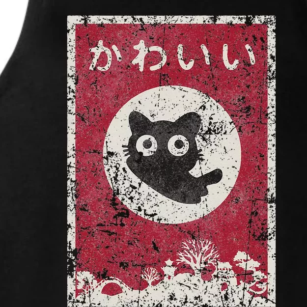 Kawaii Cat Japanese Black Anime Cat Ladies Tri-Blend Wicking Tank